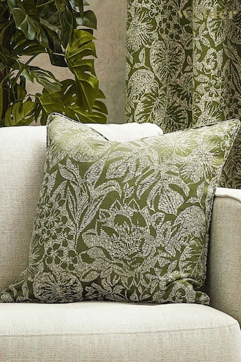 Wylder Nature Olive Bali Botanical Jacquard Cushion (650386) | £28