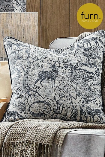 Furn Midnight Winter Woods Animal Chenille Cushion (650392) | £26