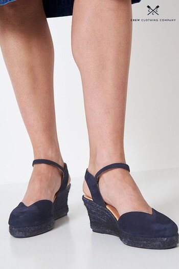 Crew Books Clothing Company Dark Blue Suede Heeled Sandals (650823) | £69
