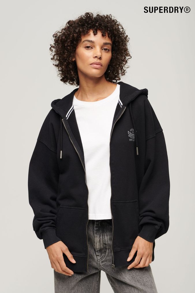 Ladies black superdry hoodie online