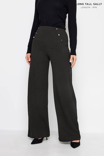 Long Tall Sally Black Button Detail Wide Leg Trousers (650964) | £39
