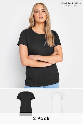 Long Tall Sally Black & White Stripe Short Sleeve T-Shirts Breathless 2 Pack (651010) | £23