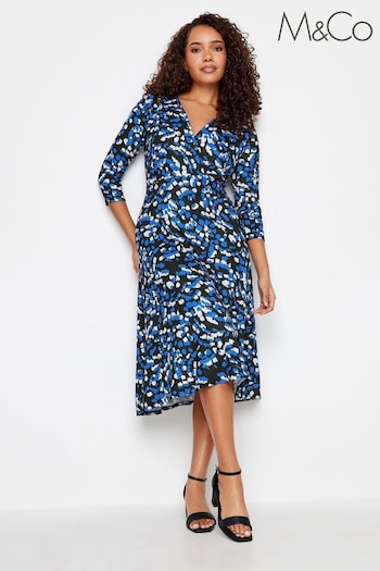 M&Co Blue Wrap Gathered Dress (651022) | £34