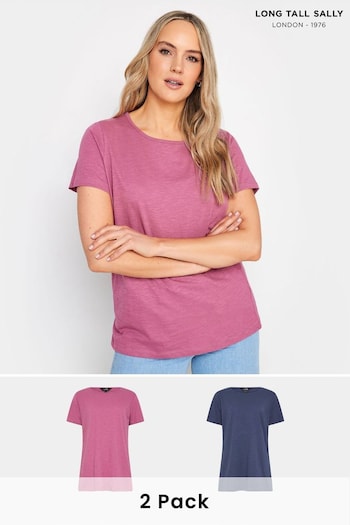 Long Tall Sally Blue Stripe Short Sleeve T-Shirts long-sleeved 2 Pack (651027) | £23