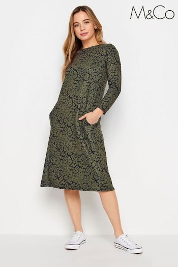 M&Co Green Petite Pocket Swing Dress (651146) | £34