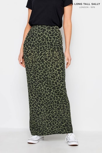 Long Tall Sally Khaki Green Leopard Print Maxi Skirt (651184) | £30