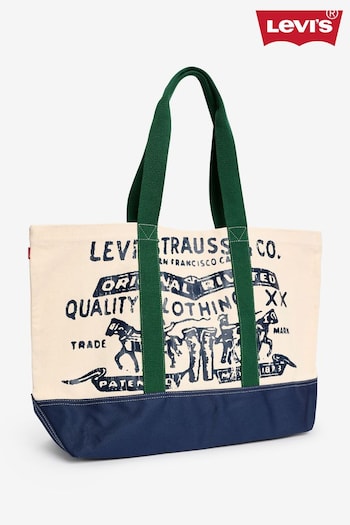 Levi's® Ecru Two Horse Printed 100% Cotton Tote Bag (651443) | £45