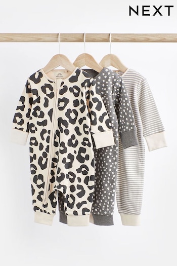 Monochrome Baby Footless Zip Sleepsuits 3 Pack (0mths-3yrs) (651484) | £19 - £21