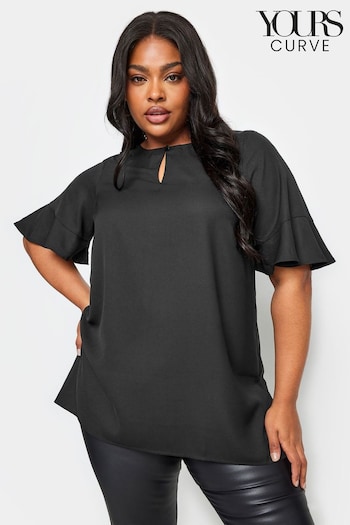 Yours Curve Black Keyhole Tunic Top (651537) | £22