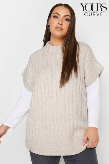 Yours Curve Natural High Neck Ribbed Jumper (651708) | £29