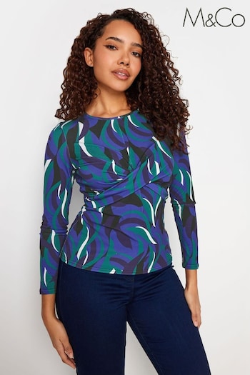 M&Co Blue & Green Abstract Print Twist Top (651756) | £29