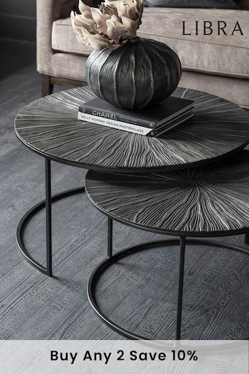 Libra Interiors Set of 2 Black Pelham Nesting Coffee Tables (651950) | £575