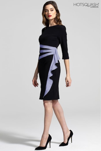 Hotsquash Black Contrast Side Frill Dress (652062) | £115