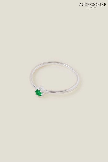 Accessorize Green Sterling Silver-Plated Sparkle Ring (652162) | £18
