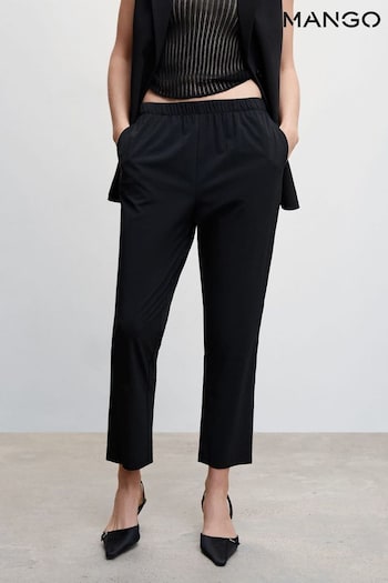 Mango Elastic Waist Flowy Black Trousers (652219) | £36