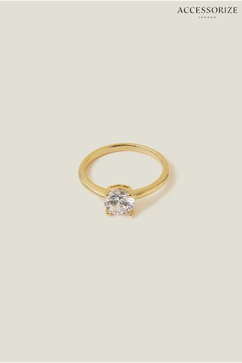 Accessorize 14ct Gold-Plated Solitaire Ring (652224) | £16