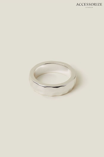 Accessorize Sterling Silver Plated Hammered Ring (652242) | £16