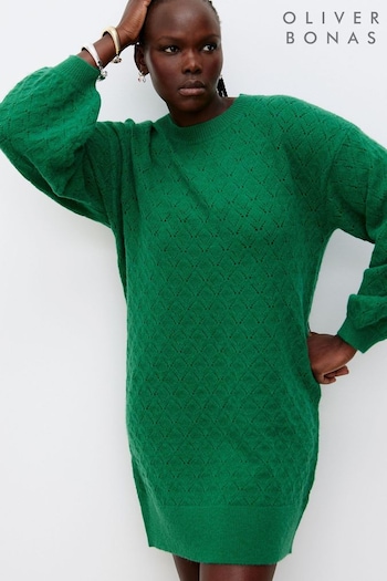 Oliver Bonas Green Stitch Knitted Mini Jumper Dress (652302) | £65