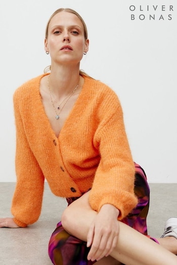 Oliver Bonas Fluffy Orange Knitted Cardigan (652363) | £60