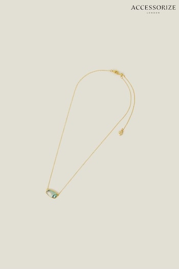 Accessorize 14ct Gold Tone Plated Abalone Necklace (652507) | £22
