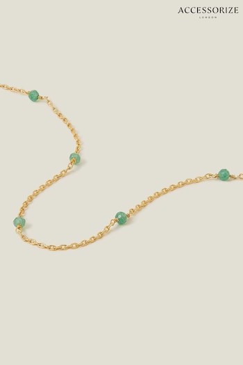 Accessorize Cream 14ct Gold-Plated Aventurine Station Necklace (652567) | £16
