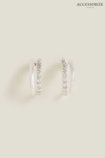 Accessorize Sterling Silver-Plated Double Hoop Earrings (652590) | £16