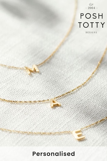 Petite 9ct Gold Initial Necklace by Posh Totty Designs (652598) | £115