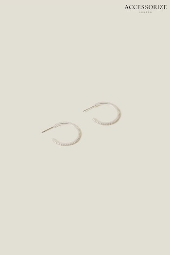 Accessorize Sterling Silver-Plated Medium Sparkle Hoops (652696) | £18