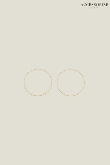 Accessorize 14ct Gold-Plated Large Thin Hoops (652706) | £14