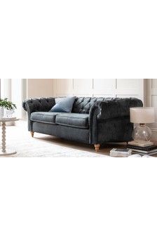 Buy Gosford Blue Velvet Corner Sofas Online Next UK