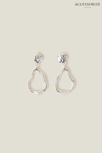 Accessorize Sterling Silver Plated Molten Drop Earrings (652789) | £18