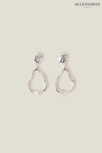 Accessorize Sterling Silver-Plated Molten Drop Earrings (652789) | £18