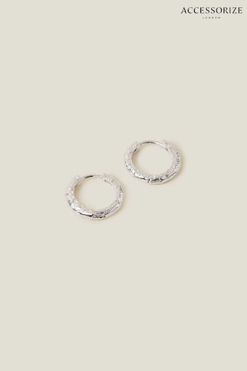 Accessorize Sterling Silver-Plated Molten Huggie Hoops (652824) | £14