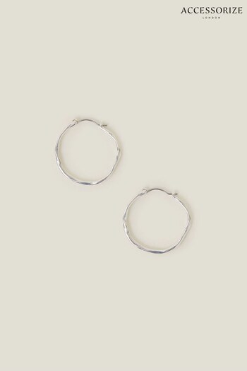 Accessorize Sterling Silver-Plated Molten Medium Earrings (652861) | £16