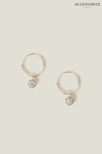 Accessorize Sterling Silver-Plated Sparkle Drop Hoops (652998) | £16