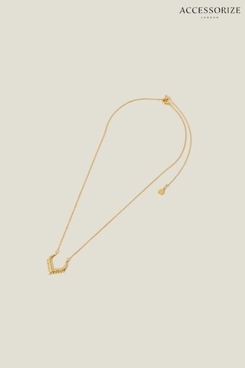 Accessorize 14ct Gold-Plated Sparkle V-Pendant Necklace (653011) | £20