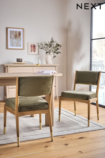 Set of 2 Plush Chenille Moss Flinton Dining Chairs (653013) | £399