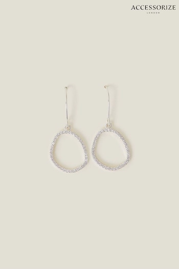 Accessorize Sterling Silver-Plated Sparkle Pebble Hoops (653026) | £16