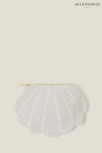 Accessorize Natural Bridal Scallop Beaded Pouch (653041) | £16