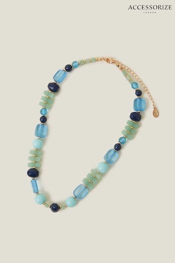 Accessorize Blue Chunky Mixed Stone Necklace (653090) | £20