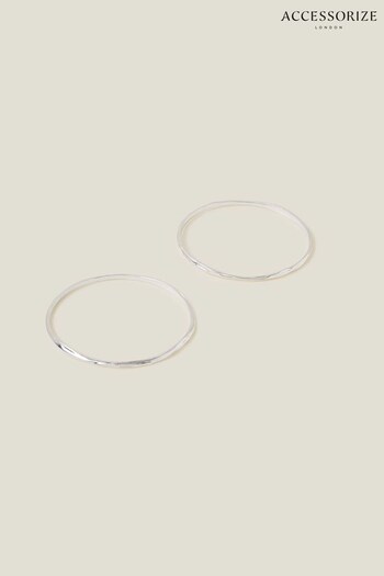 Accessorize Sterling Silver-Plated Molten Bangles 2 Pack (653110) | £20