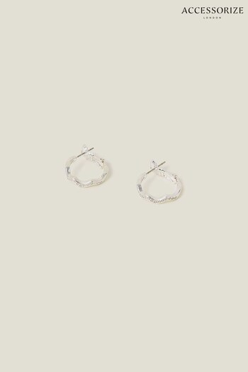 Accessorize Sterling Silver-Plated Sparkle Wiggle Hoops (653128) | £14