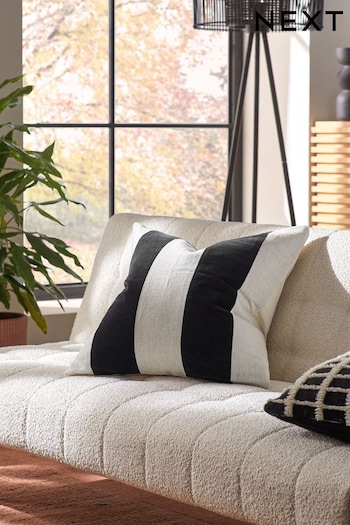 Black/White Square - Feather Filled Linford Stripe Cushion (653140) | £28