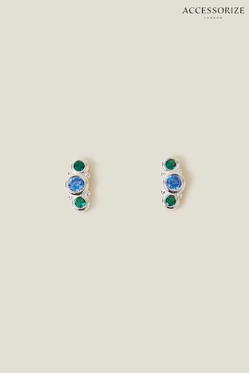Accessorize Sterling Silver-Plated Stone Stud Earrings (653175) | £14
