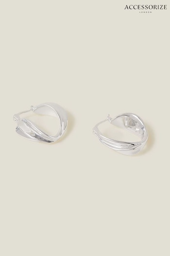 Accessorize Sterling Silver-Plated Twist Hoops (653203) | £18