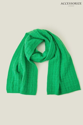 Accessorize Green Geometric Knit Scarf (653274) | £26