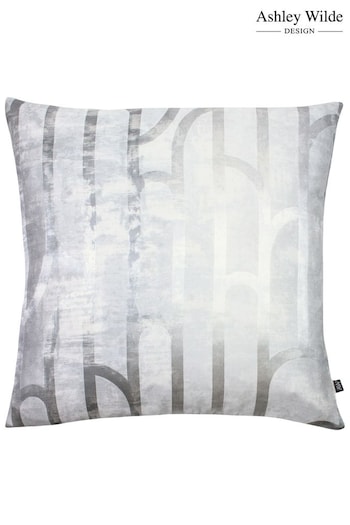 Ashley Wilde Platinum/Silver Meyer Geometric Feather Filled Cushion (653295) | £27