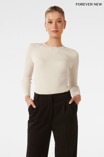 Forever New Cream Sienna Layering Rib Knit Top (653447) | £45