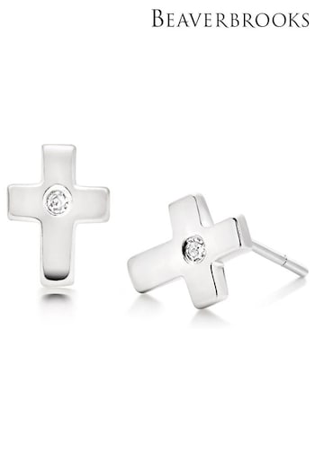 Beaverbrooks Childrens Diamond Cross Stud Earrings (653489) | £40
