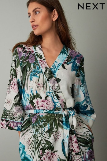 Green/Ecru Cream Floral Dressing Gown (653508) | £36